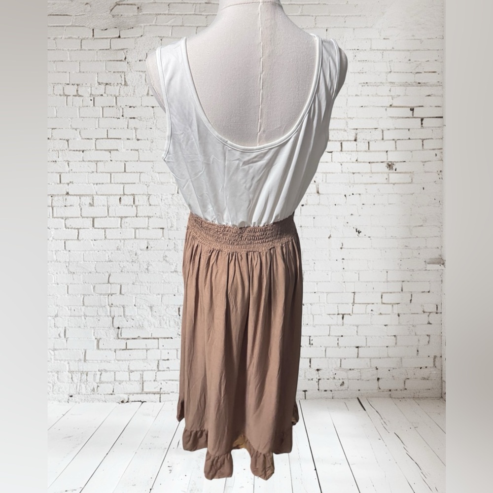 Cupshe Flounced Smocked Dress Sz L NWT | Ruffle Hem Stretch Bodice - Picture 5 of 9